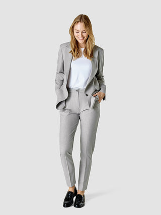 Essential Pants Tapered Light Grey Pinstriped