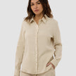 Linen Set Sandy Beige Long Sleeved Shirt & Relaxed Shorts