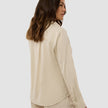 Linen Set Sandy Beige Long Sleeved Shirt & Relaxed Shorts
