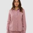 Linen Set Dusty Cerise Long Sleeved Shirt & Relaxed Pants