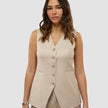 Skye Set Sandy Beige Melange Vest & Wide Pants