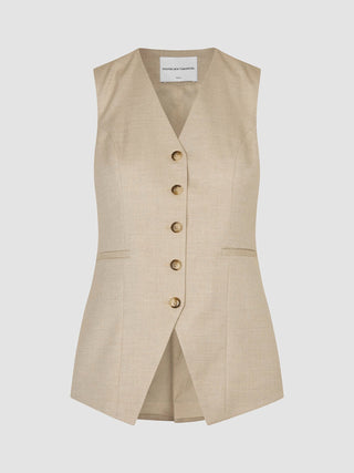 Skye Set Sandy Beige Melange Vest & Wide Pants