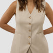 Skye Set Sandy Beige Melange Vest & Wide Pants