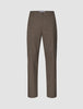 Atelier-bukser i avslappet passform, mørk beige, i brutt twill med knappelukking og beltehemper.