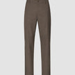 Atelier-bukser i avslappet passform, mørk beige, i brutt twill med knappelukking og beltehemper.