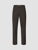 Mørkebrune Atelier-bukser i avslappet passform, Relaxed Dark Brown, i brutt twill med knappelukking.
