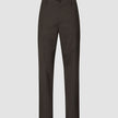 Mørkebrune Atelier-bukser i avslappet passform, Relaxed Dark Brown, i brutt twill med knappelukking.