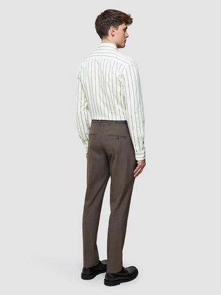 Classic Shirt Sand Herringbone Stripes Slim
