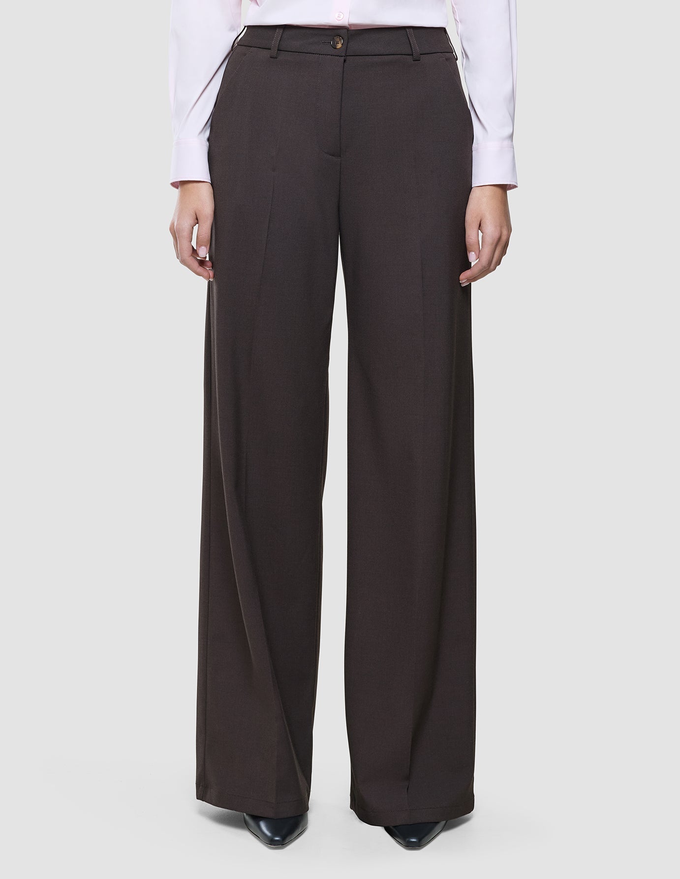 Women Ease Pants Wide Mocha Melange