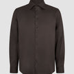 Elevated Shirt Regular – Mørkebrun langermet skjorte med knapper i pima-bomull og standardkrage.