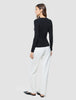Women Fine Knit Rib Long Sleeve Black