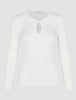 Women Fine Knit Rib Long Sleeve Off White