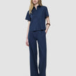 Women Linen Shirt Short Sleeved Night Sky
