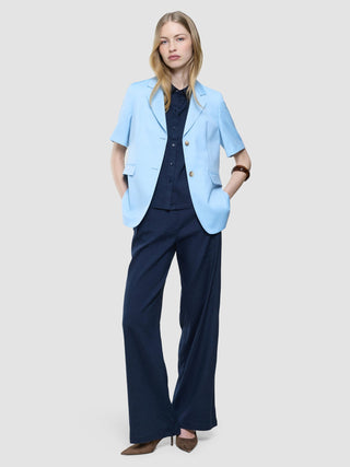 Women Linen Shirt Short Sleeved Night Sky