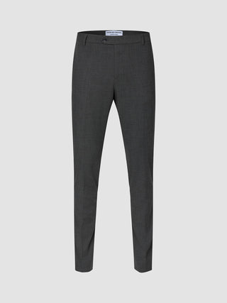 Motion Suit Pants Slim Pepper Grey: mørkegrå dressbukser med smal passform i skandinavisk design.