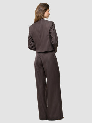 Raina Suit Wide Chestnut Pinstripe