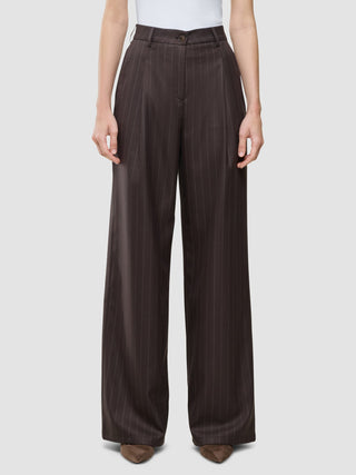 Women Raina Pants Wide Chestnut Pinstripe