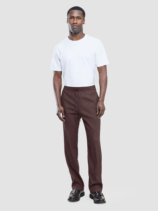 Refined Linen Pants Dark Brown