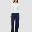 Women Rib T-Shirt Long Sleeve White