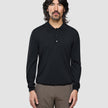 Seamless Core Knit Long Sleeve Polo Black