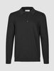 Seamless Core Knit Long Sleeve Polo Black