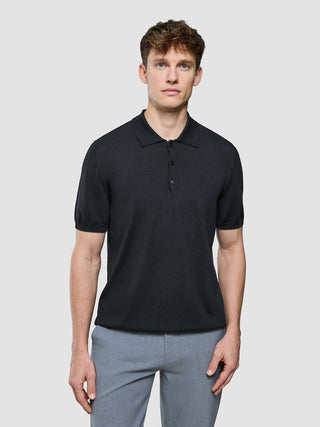 Seamless Core Knit Short Sleeve Polo Black