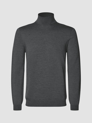 Seamless Premium Merino Knit Turtleneck Charcoal Grey