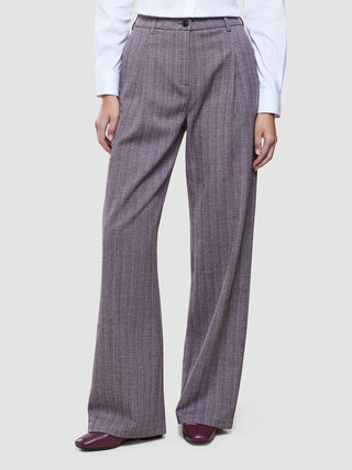 Women Serene Pants Wide Pink Winery Herringbone