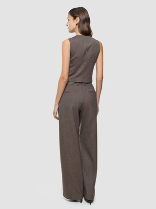 Women Serene Short Vest Brown Stone Herringbone