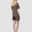 skye set dark chestnut melange short sleeved blazer shorts