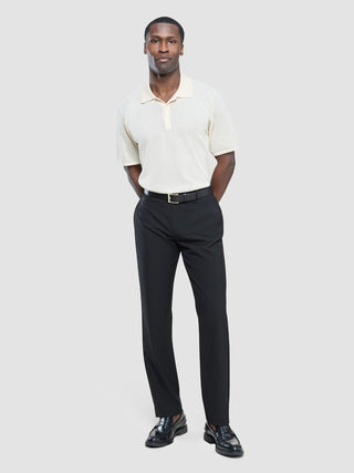 Textured Knitted Short Sleeve Polo Shirt Buttercream