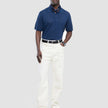 Textured Knitted Short Sleeve Polo Shirt Navy