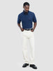 Textured Knitted Short Sleeve Polo Shirt Navy