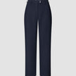 GO2-bukser for kvinner, Straight Blue Nights, med rett snitt, knappelukking og beltestropper i skandinavisk design.