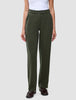 Women GO2-bukser Straight Dusty Olive i olivengrønn, med rett snitt, knappelukking, beltehemper og stretch.