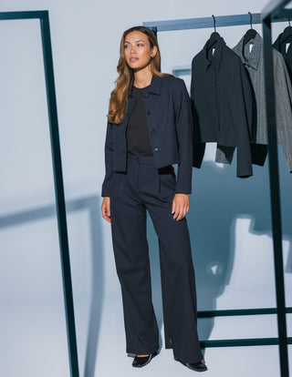 Serene Pants Wide Black Night Pinstripe