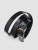 Women's Thin Leather Belt Gold Black