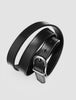 Women's Thin Leather Belt Silver Black