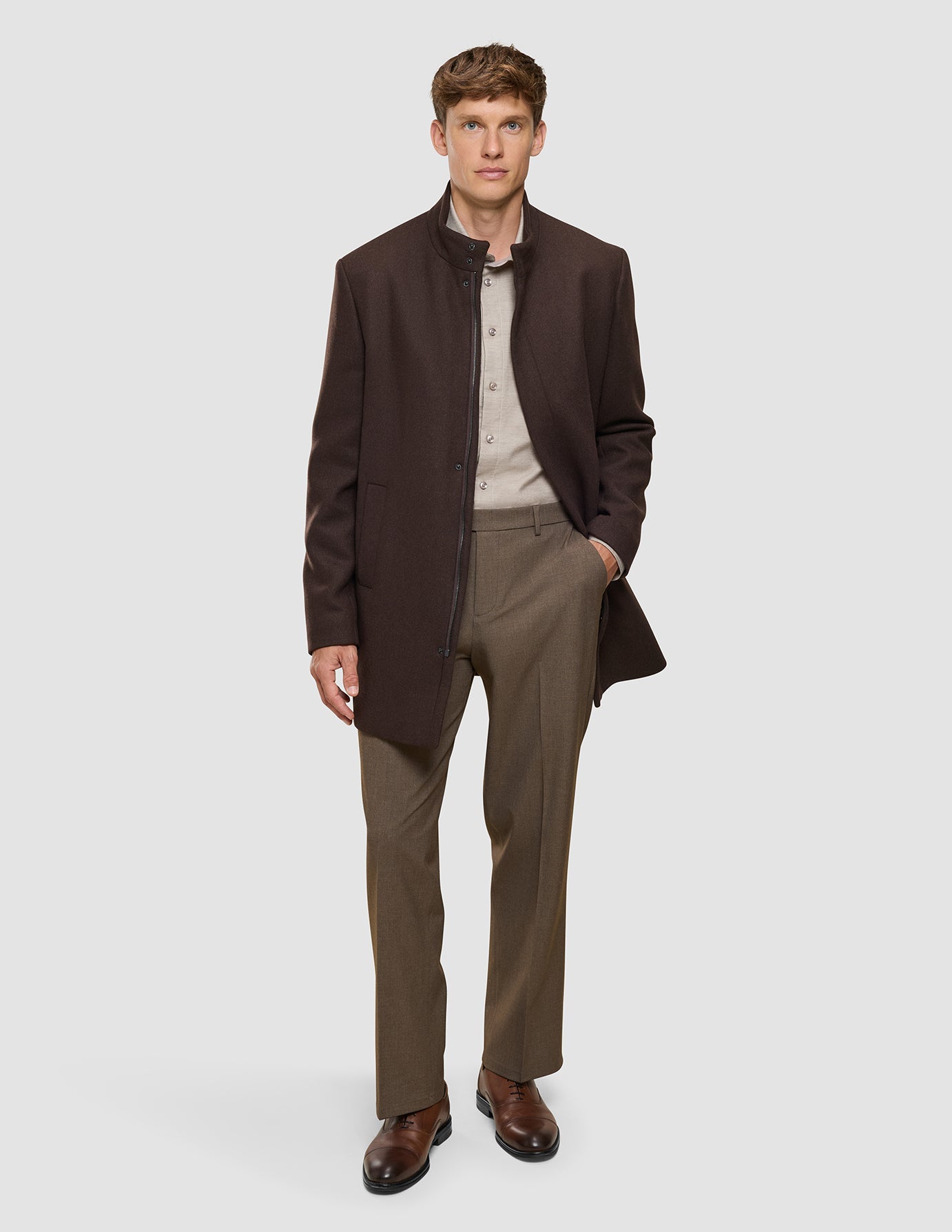 Casentino Wool Coat Saddle Brown