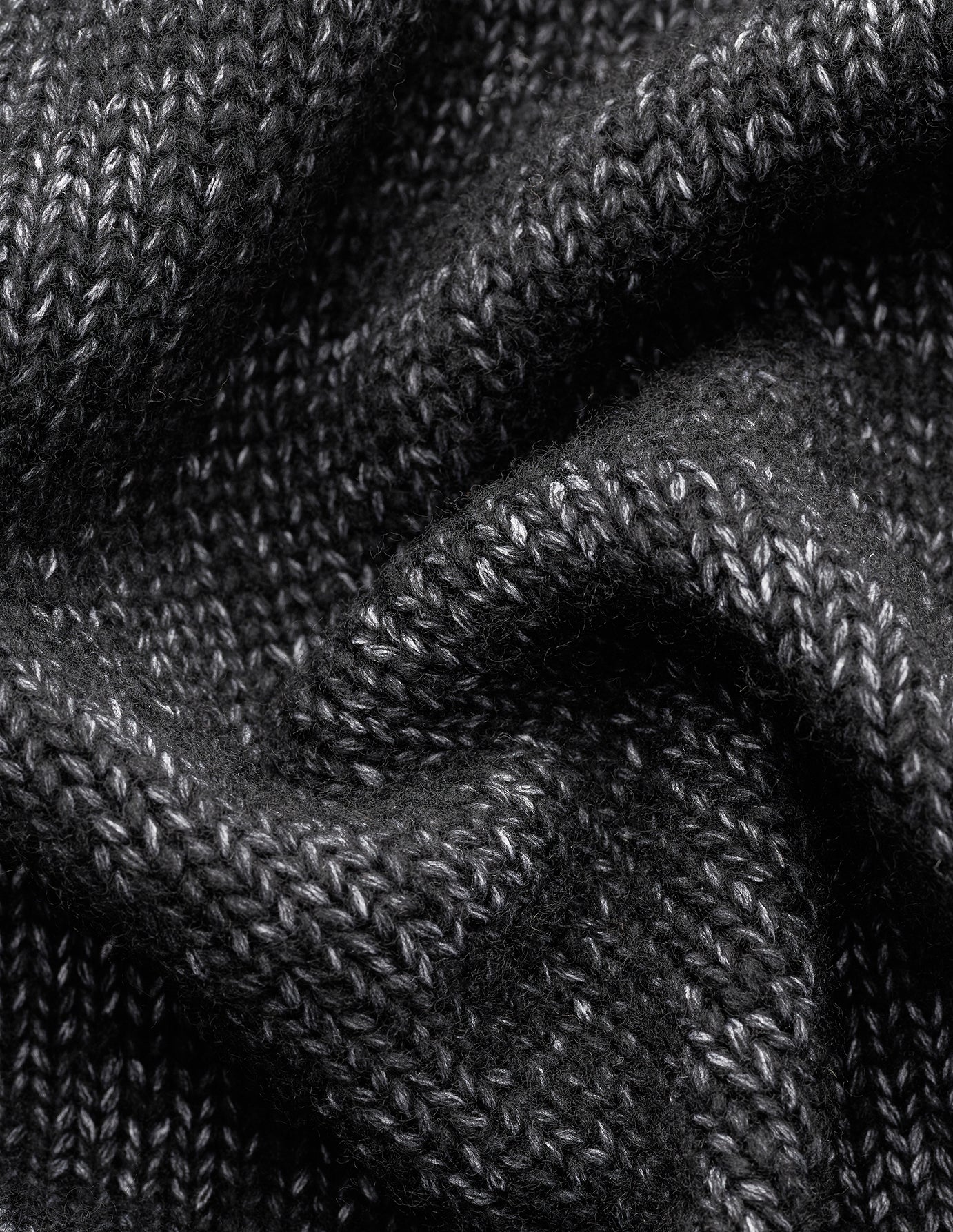 Chunky Soft Wool Knit Crewneck Charcoal Melange