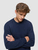 Chunky Soft Wool Knit Crewneck Dark Navy Melange