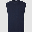 Chunky Soft Wool Knit Vest Dark Navy Melange