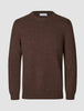 Chunky Soft Wool Knit Crewneck Saddle Brown Melange