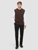 Chunky Soft Wool Knit Vest Saddle Brown Melange