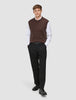 Chunky Soft Wool Knit Vest Saddle Brown Melange
