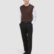 Chunky Soft Wool Knit Vest Saddle Brown Melange
