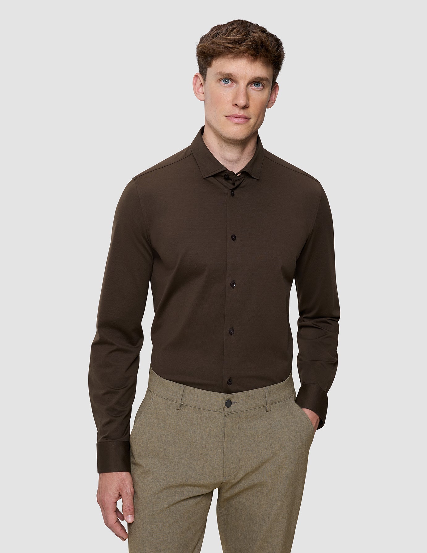 Classic Shirt Saddle Brown Slim