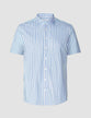 Classic Short-Sleeved Twill Shirt Light Blue Stripes
