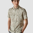 Classic Short-Sleeved Patterned Shirt Dried Leaves