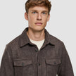 Double Layer Wool Overshirt Saddle Brown